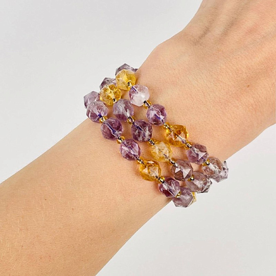 Бусины для украшений из лавандового Аметиста и Цитрина (38 бусин), Артикул: 116774 - изображение товара №2