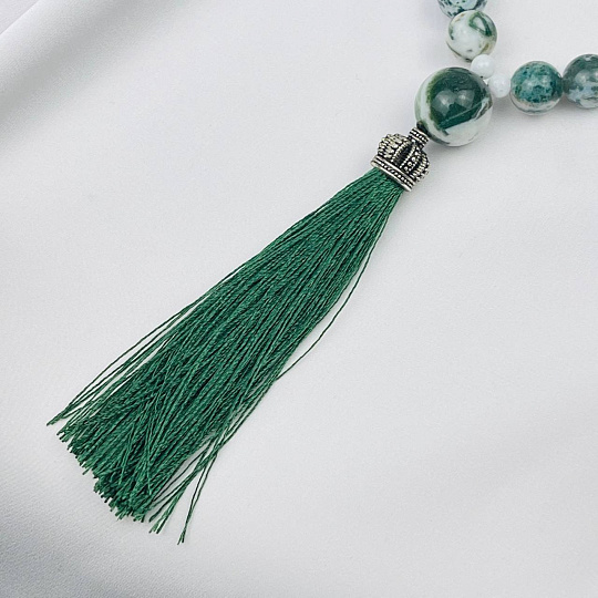 Чекти из мохового Агата (33 бусины), Артикул: 105163 - изображение товара №2