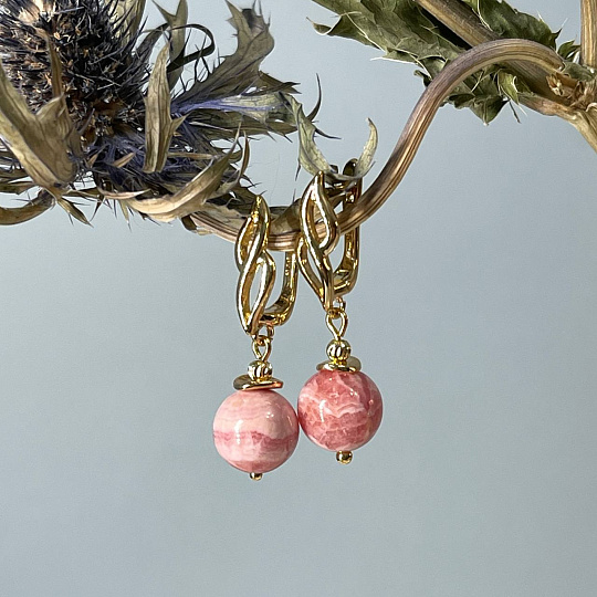 Серьги из Родохрозита, Артикул: 097739 - изображение товара №1