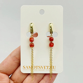 Серьги длинные из Сардоникса