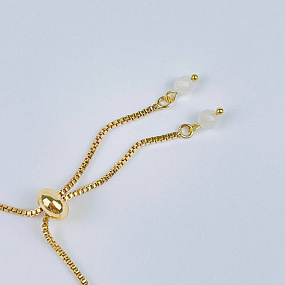 Браслет (Сахасрара) регулируемый из Флюорита, Аметиста и Лунного камня, Артикул: 117979 - изображение товара №3