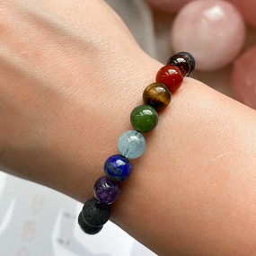 Браслет "7 чакр" из Лавы и Самоцветов, Артикул: 073461 - изображение товара №2