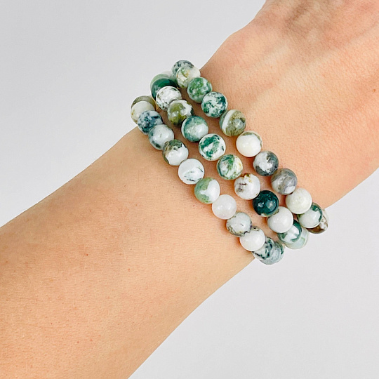 Бусины для украшений из Агата мохового (60 бусин), Артикул: 078396 - изображение товара №2