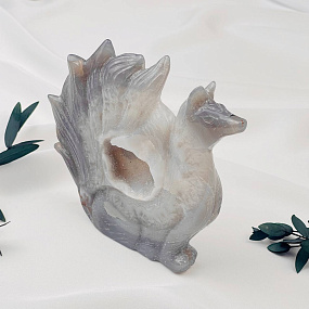 Лиса "Кицунэ" из Агата с жеодой, Артикул: 097065 - изображение товара №3