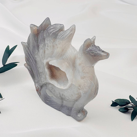 Лиса "Кицунэ" из Агата с жеодой, Артикул: 097065 - изображение товара №3