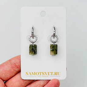 Серьги из Мусковита (зеленый Лепидолит), Артикул: 115528 - изображение товара №1