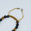 Браслет регулиреумый с бусиной (Би) из Тигрового,Соколиного и Бычьего глаза