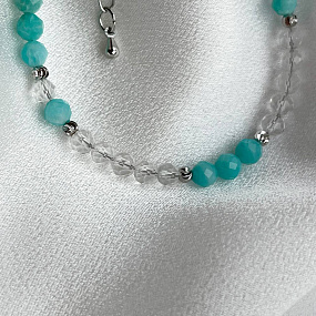 Браслет из Амазонита и Горного Хрусталя, Артикул: 095256 - изображение товара №4