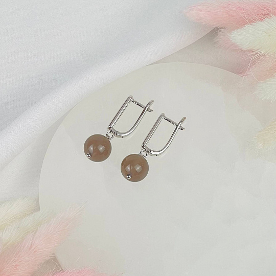 Серьги из серого Агата, Артикул: 116847 - изображение товара №2