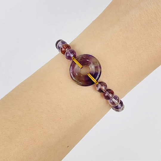 Браслет регулиреумый из Ауралита (Канадский Аметист) с бусиной (Би) , Артикул: 118759 - изображение товара №2