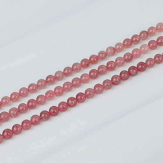 Бусины для украшений из Клубничного кварца (46 бусин), Артикул: 085490 - изображение товара №1