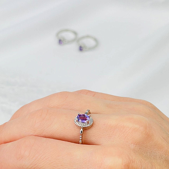 Кольцо регулируемое из Аметиста, Артикул: 115780 - изображение товара №1