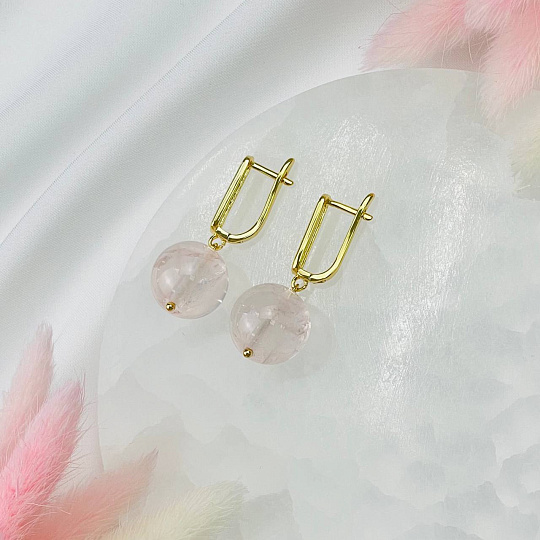 Серьги крупные из Розового кварца, Артикул: 114839 - изображение товара №2
