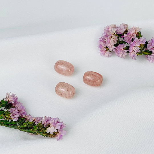 Бусины для украшений из Клубничного кварца (3 шт), Артикул: 117270 - изображение товара №1