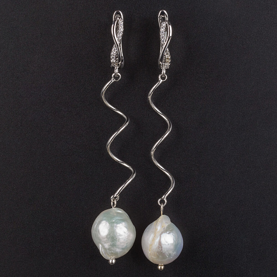 Серьги длинные из Жемчуга "Барокко" (Китай), Артикул: 075530 - изображение товара №1