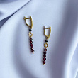 Серьги длинные из Граната и черной Шпинели