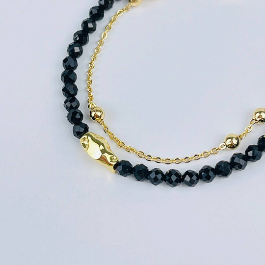 Браслет двойной из Шпинели с цепочкой, Артикул: 118132 - изображение товара №4