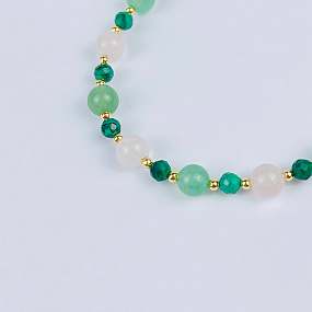 Браслет (Анахата) регулируемый из Малахита, Розового кварца и Авантюрина, Артикул: 117961 - изображение товара №4