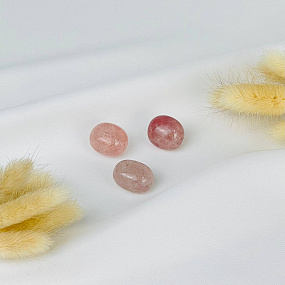 Бусины для украшений из Клубничного кварца (3 шт), Артикул: 117268 - изображение товара №1