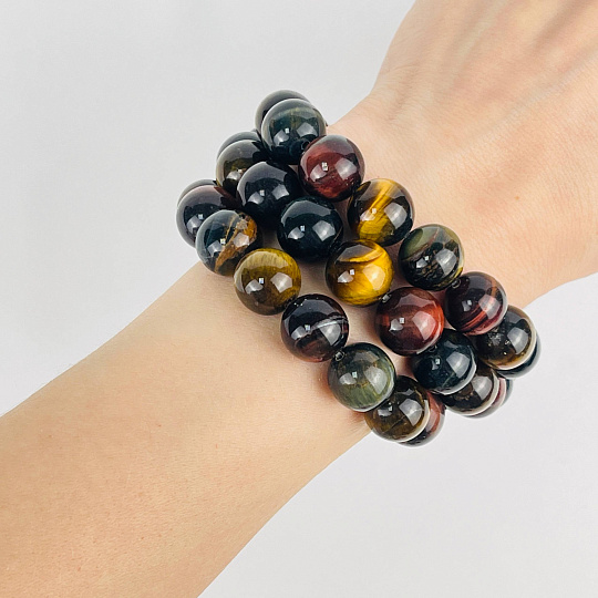 Бусины для украшений из Тигрового, Бычьего и Соколиного глаза (32 бусины), Артикул: 067038 - изображение товара №2