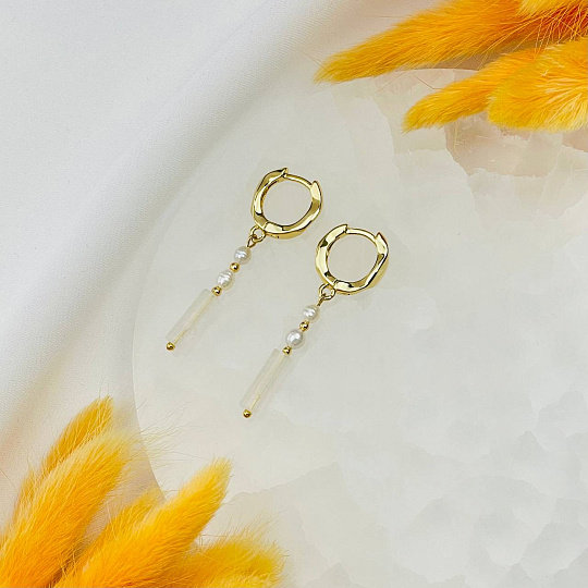 Серьги из Кварца и Жемчуга, Артикул: 114869 - изображение товара №2