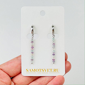 Серьги длинные из Флюорита, Артикул: 114509 - изображение товара №1
