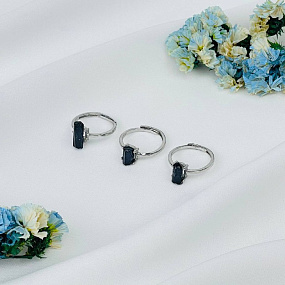 Кольцо регулируемое из черного Турмалина