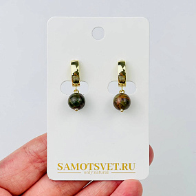 Серьги из уральской Яшмы, Артикул: 114844 - изображение товара №1
