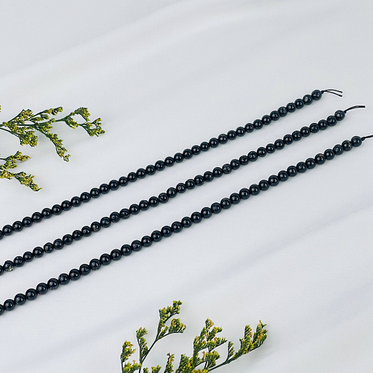 Бусины для украшений из черного Турмалина (Шерл) (62 бусины), Артикул: 077691 - изображение товара №3