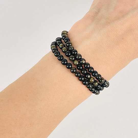 Бусины для украшений из золотистого Обсидиана (86 бусин), Артикул: 100881 - изображение товара №2