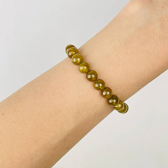 Браслет из зеленого Граната (Гроссуляр), Артикул: 115982 - изображение товара №1