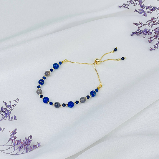 Браслет регулируемый из Лазурита, Иолита и Содалита, Артикул: 117957 - изображение товара №1