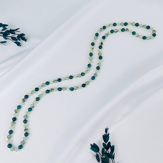 Колье из Пренита и Мохового агата, Артикул: 117819 - изображение товара №1