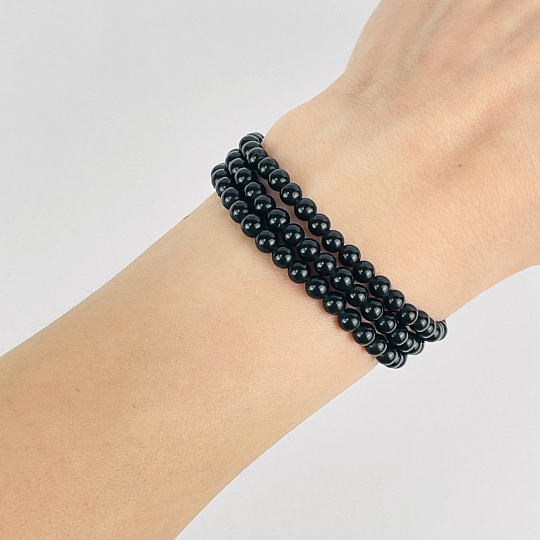 Бусины для украшений из черного Обсидиана (84 бусины), Артикул: 075315 - изображение товара №2