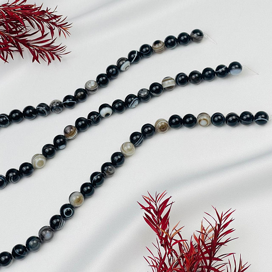 Бусины для украшений из полосатого Агата (38 бусин), Артикул: 091558 - изображение товара №3