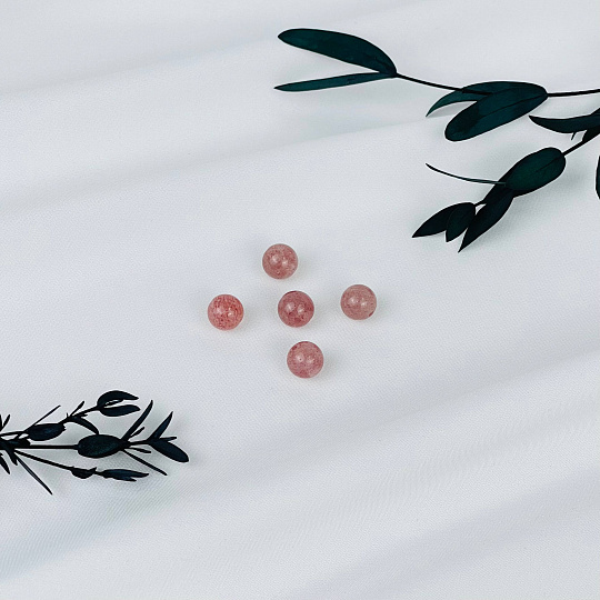 Бусины для украшений из Клубничного кварца (5 шт), Артикул: 117027 - изображение товара №1