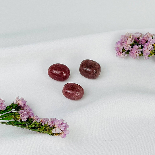 Бусины для украшений из Клубничного кварца (3 шт), Артикул: 117269 - изображение товара №1