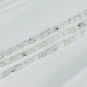 Бусины для украшений из Лунного камня с вкл. Турмалина (галтовка)