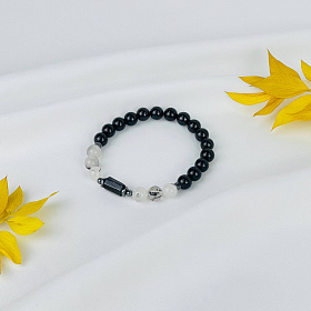 Браслет из Турмалина (Шерл) и Кварца с включениями