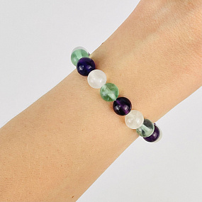 Браслет "Стихия Эфир" из Аметиста, Флюорита и Селенита