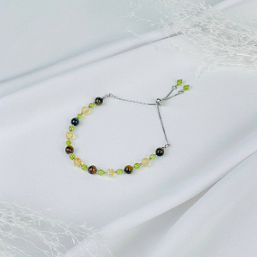 Браслет регулируемый из Цитрина, Хризолита и Тигрового глаза