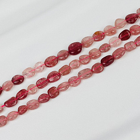 Бусины для украшений из Клубничного кварца (галтовка)