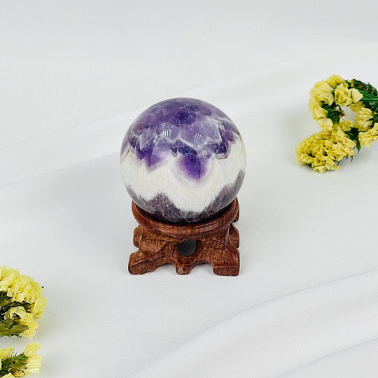 Шар из шевронного Аметиста на подставке, Артикул: 115558 - изображение товара №2