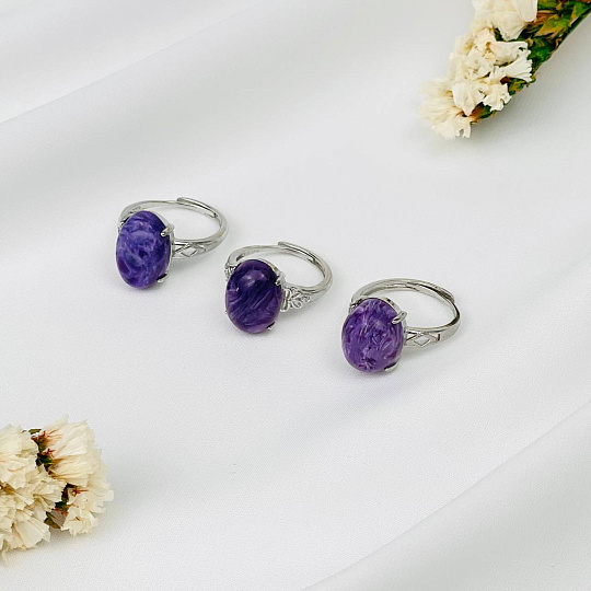 Кольцо регулируемое из Чароита, Артикул: 068472 - изображение товара №1