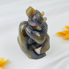 Медведь резной из камня Агат серый с жеодой, Артикул: 071399 - изображение товара №2