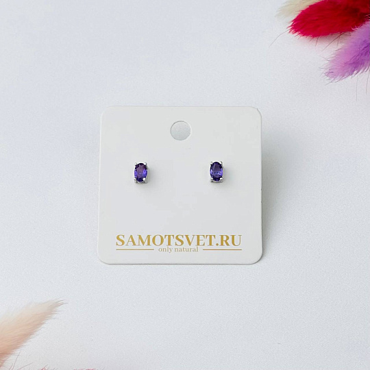 Серьги-пусеты с Аметистом, Артикул: 068554 - изображение товара №2