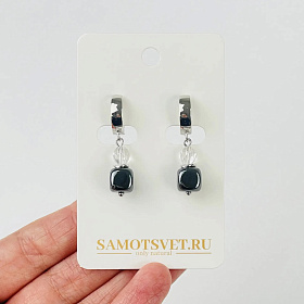 Серьги из Горного Хрусталя и Гематита