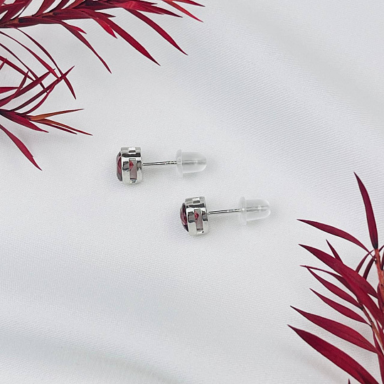 Серьги-пусеты с Гранатом, Артикул: 109466 - изображение товара №3