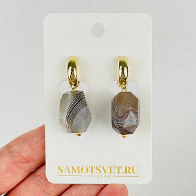 Серьги из ботсванского Агата, Артикул: 096310 - изображение товара №1
