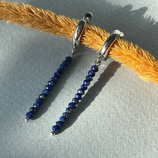 Серьги длинные из Лазурита, Артикул: 097649 - изображение товара №3